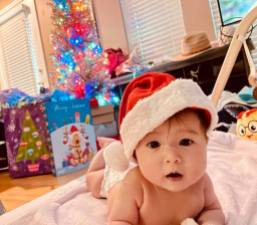 My granddaughter Chloe on her first Christmas.
